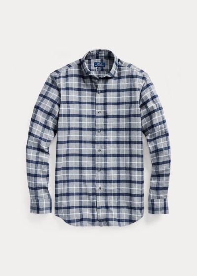 Camisa Polo Ralph Lauren Hombre Grises / Azul Marino Multicolor - Classic Fit Plaid Twill - PRXQO250